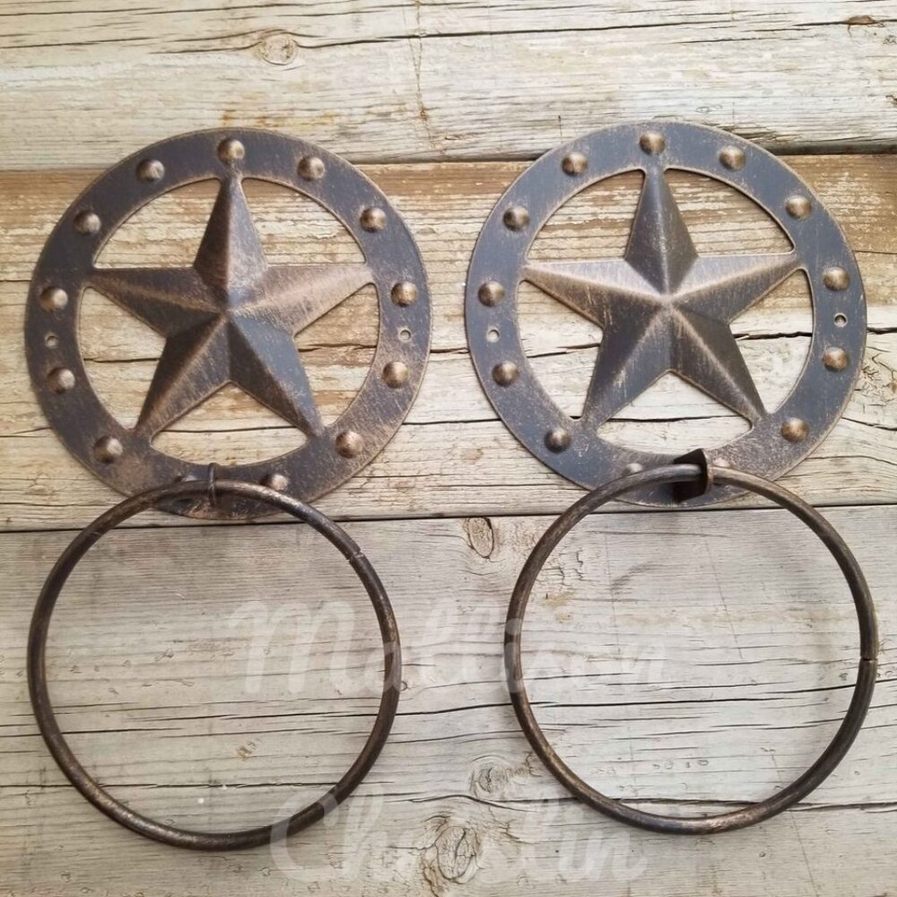 Western Metal Texas Star Towel Ring Set of 2 Housewarming Gifts for Home